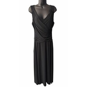 B-Slim Petite PL Black Sleeveless Ruched Maxi Dress Shapewear Stretch